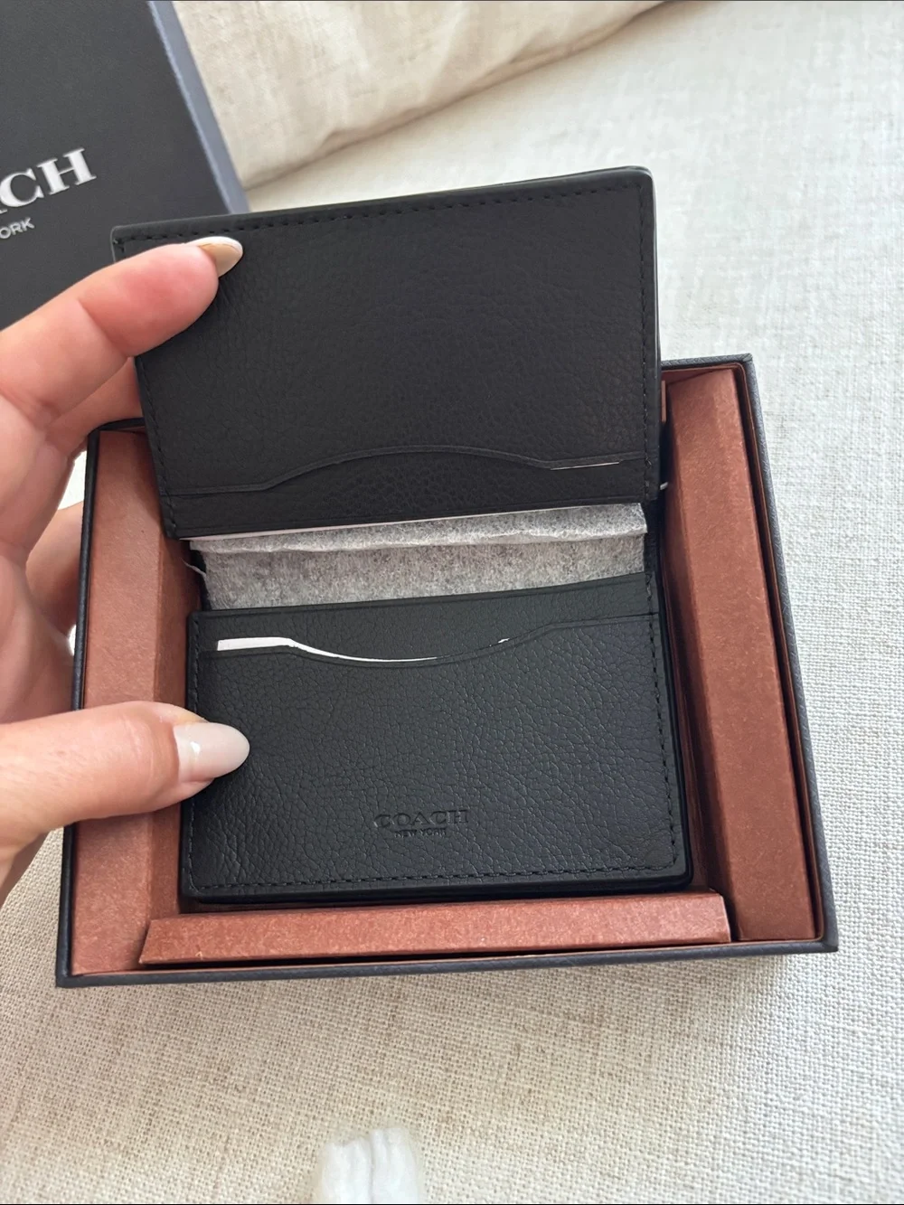 Coach Black Pebbled Leather Card & Key Wallet